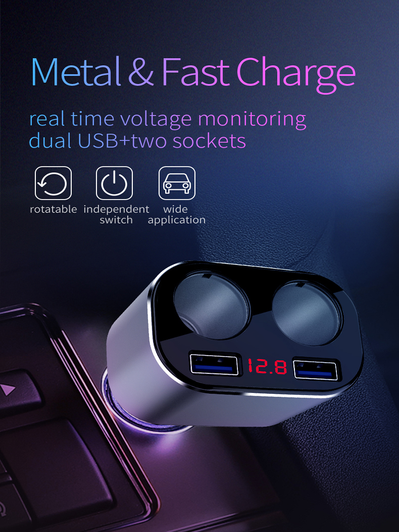 Double Chargeur 12 volts 2.1 A, allume cigare pour téléphones, tabl